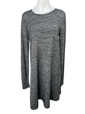 GAP Women's Gray Knit Long Sleeve Crew Neck Mini Tunic Shift Sweater Dress Sz M